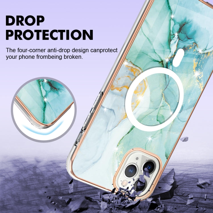 For iPhone 11 Pro Max Marble Pattern Dual-side IMD Magsafe TPU Phone Case(Green 003) - iPhone 11 Pro Max Cases by buy2fix | Online Shopping UK | buy2fix