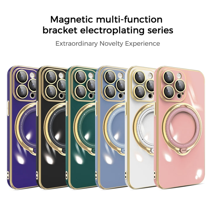 For iPhone 12 Pro Multifunction Electroplating MagSafe Holder Phone Case(White) - iPhone 12 / 12 Pro Cases by buy2fix | Online Shopping UK | buy2fix