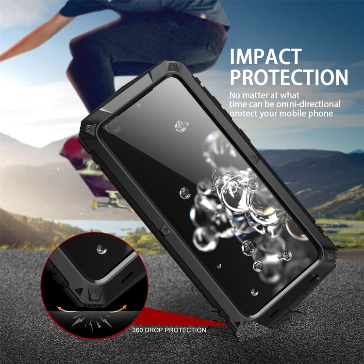 For Samsung Galaxy S20 Ultra R-JUST Waterproof Shockproof Dustproof Metal + Silicone Protective Case(Black) - Galaxy Phone Cases by R-JUST | Online Shopping UK | buy2fix