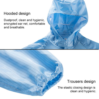 Striped Anti-static Split Hood Dust-proof Work Suit, Size:M(Blue) - Protective Clothing by buy2fix | Online Shopping UK | buy2fix