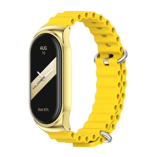 For Xiaomi Mi Band 8 Mijobs CS Case Marine Silicone Breathable Watch Band(Yellow Gold) - Watch Bands by MIJOBS | Online Shopping UK | buy2fix