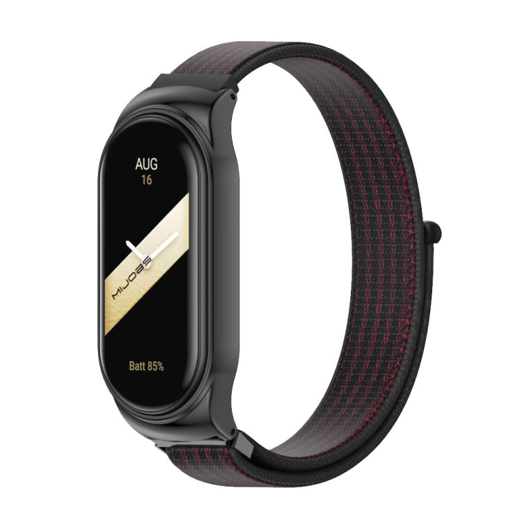 For Xiaomi Mi Band 8 Mijobs CS Case Breathable Nylon Loop Watch Band(Black Red) - Watch Bands by MIJOBS | Online Shopping UK | buy2fix