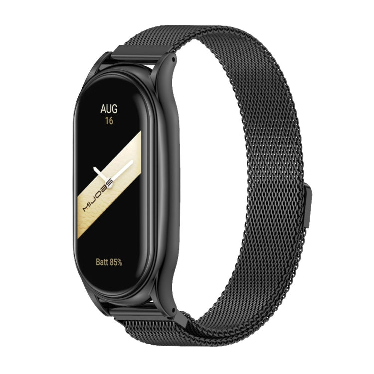 For Xiaomi Mi Band 8 Mijobs Plus Case Milan Magnetic Stainless Steel Watch Band(Black) - Watch Bands by MIJOBS | Online Shopping UK | buy2fix