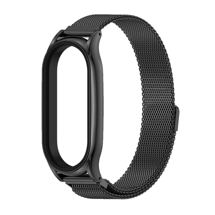 For Xiaomi Mi Band 8 Mijobs Plus Case Milan Magnetic Stainless Steel Watch Band(Black) - Watch Bands by MIJOBS | Online Shopping UK | buy2fix