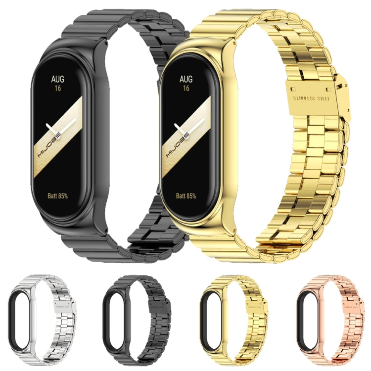 For Xiaomi Mi Band 8 Mijobs CS Case Bamboo Buckle Metal Watch Band(Rose Gold) - Watch Bands by MIJOBS | Online Shopping UK | buy2fix