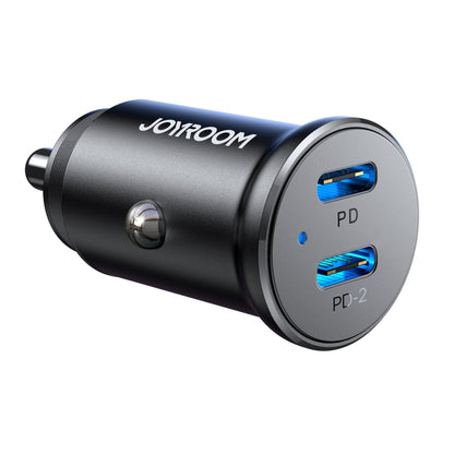 JOYROOM JR-CCN06 30W Dual PD Type-C Mini Metal Car Charger(Black) - Car Charger by JOYROOM | Online Shopping UK | buy2fix