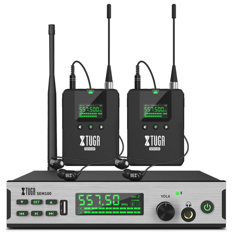 XTUGA SEM100 Professional Wireless In Ear Monitor System 2 BodyPacks(UK Plug) - Microphone by XTUGA | Online Shopping UK | buy2fix