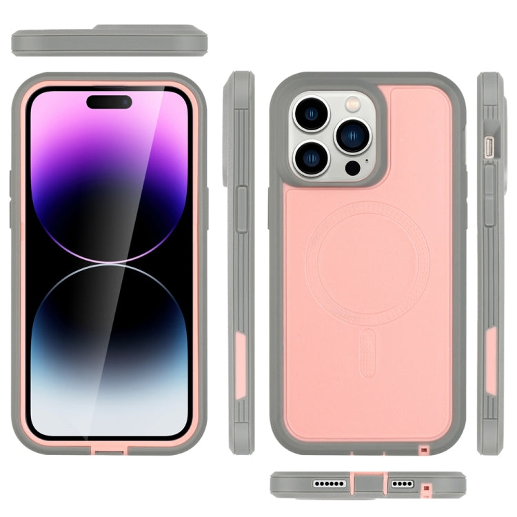 For iPhone 13 Pro Defender Series XT MagSafe Magnetic PC + TPU Shockproof Phone Case(Pink+Grey) - iPhone 13 Pro Cases by buy2fix | Online Shopping UK | buy2fix