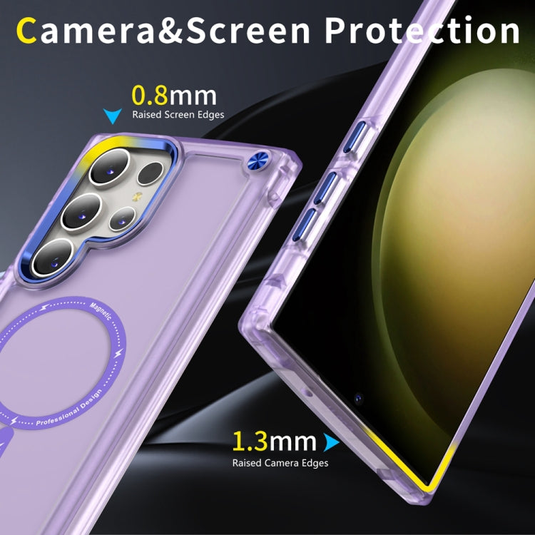 For Samsung Galaxy S23 Ultra 5G Skin Feel TPU + PC MagSafe Magnetic Phone Case(Transparent Purple) - Galaxy S23 Ultra 5G Cases by buy2fix | Online Shopping UK | buy2fix