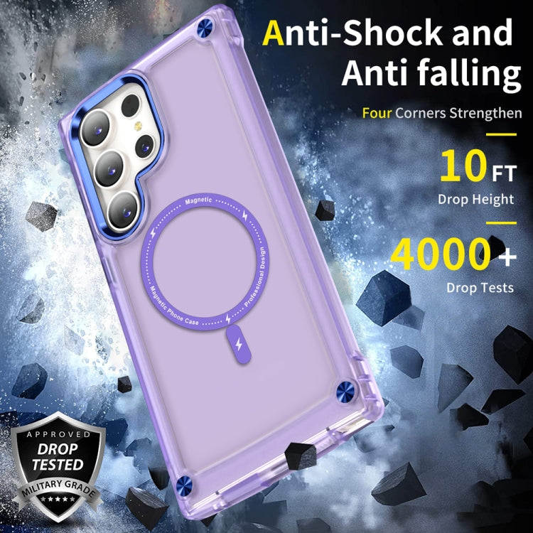 For Samsung Galaxy S23 Ultra 5G Skin Feel TPU + PC MagSafe Magnetic Phone Case(Transparent Purple) - Galaxy S23 Ultra 5G Cases by buy2fix | Online Shopping UK | buy2fix