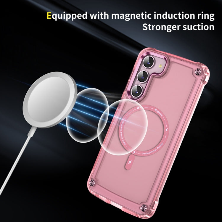 For Samsung Galaxy S23 5G Skin Feel TPU + PC MagSafe Magnetic Phone Case(Transparent Pink) - Galaxy S23 5G Cases by buy2fix | Online Shopping UK | buy2fix