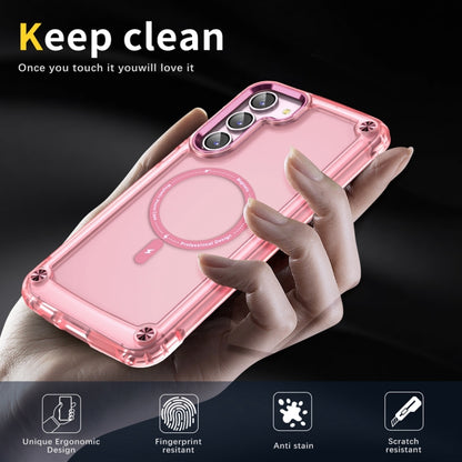 For Samsung Galaxy S22+ 5G Skin Feel TPU + PC MagSafe Magnetic Phone Case(Transparent Pink) - Galaxy S22+ 5G Cases by buy2fix | Online Shopping UK | buy2fix