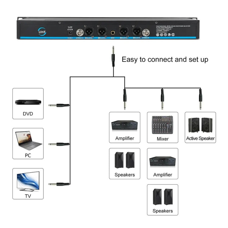 XTUGA A140-C Wireless Microphone System 4-Channel UHF Four Conference Mics(UK Plug) - Microphone by XTUGA | Online Shopping UK | buy2fix