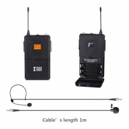 XTUGA A400-B Professional 4-Channel UHF Wireless Microphone System with 4 BodyPack Lavalier Headset Microphone(US Plug) - Microphone by XTUGA | Online Shopping UK | buy2fix