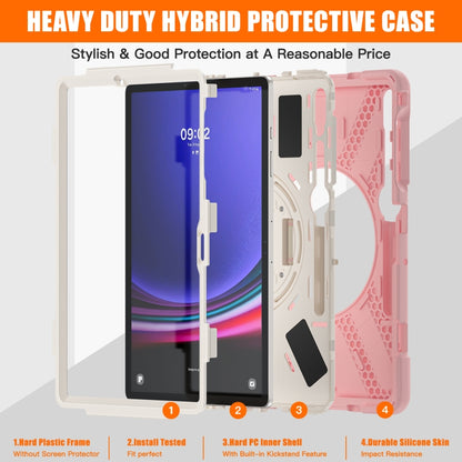 For Samsung Galaxy Tab S9+ / S8+ Rotary Handle Grab TPU + PC Tablet Case(Pink) - Galaxy Tab S9+ Cases by buy2fix | Online Shopping UK | buy2fix