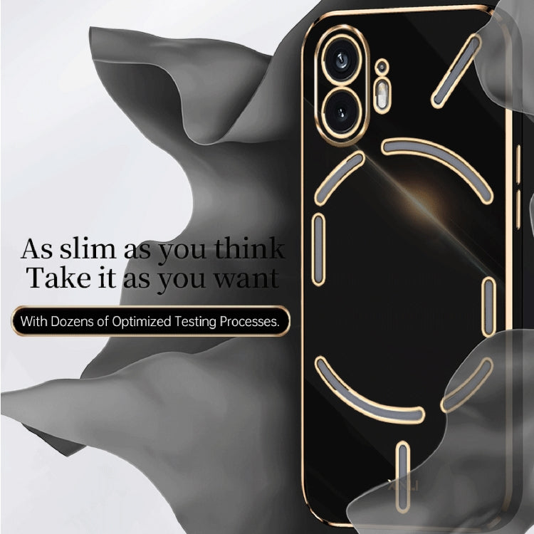 For Nothing Phone 2 XINLI Straight Edge 6D Electroplate TPU Phone Case(Black) - More Brand by XINLI | Online Shopping UK | buy2fix