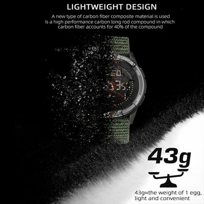 NORTH EDGE ALPS Outdoor Waterproof Men Carbon Fiber Digital Nylon Strap Smart Sports Watch(Army Green) - Sport Watches by NORTH EDGE | Online Shopping UK | buy2fix