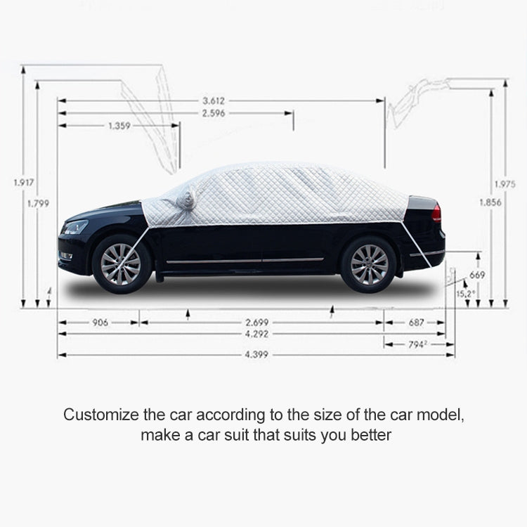 Car Half-cover Car Clothing Sunscreen Heat Insulation Sun Nisor, Aluminum Foil Size: 4.9x1.9x1.7m - Aluminum Film PEVA by buy2fix | Online Shopping UK | buy2fix