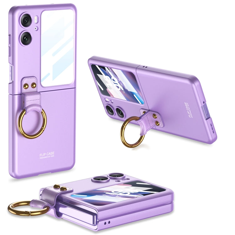 For OPPO Find N2 Flip GKK Integrated Ultra-thin Full Coverage Phone Case with Ring Holder(Purple) - Find N2 Flip Cases by GKK | Online Shopping UK | buy2fix