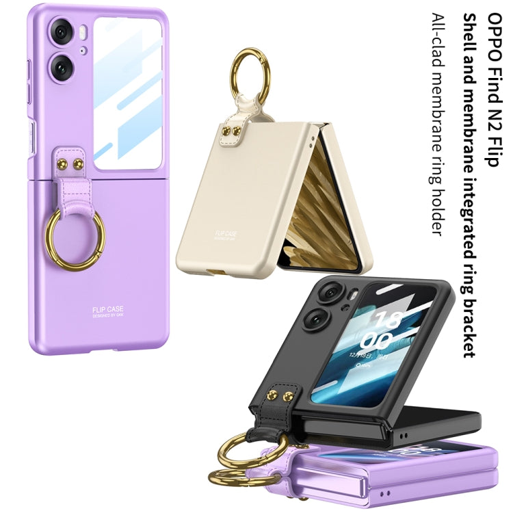 For OPPO Find N2 Flip GKK Integrated Ultra-thin Full Coverage Phone Case with Ring Holder(Purple) - Find N2 Flip Cases by GKK | Online Shopping UK | buy2fix