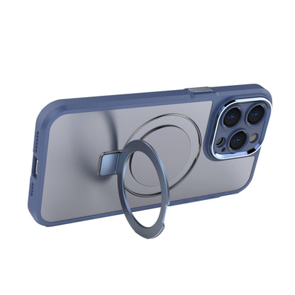 For iPhone 15 Pro Max MagSafe Magnetic Metal Holder Phone Case(Blue) - iPhone 15 Pro Max Cases by buy2fix | Online Shopping UK | buy2fix