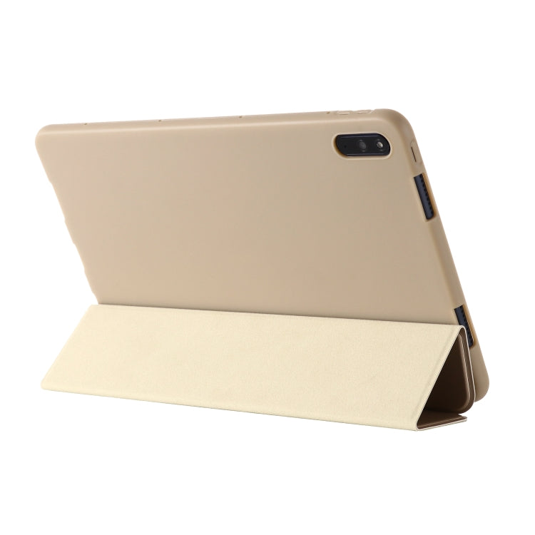 For Huawei Matepad 10.4 GEBEI Shockproof Horizontal Flip Leather Case with Three-folding Holder(Gold) - Huawei by GEBEI | Online Shopping UK | buy2fix