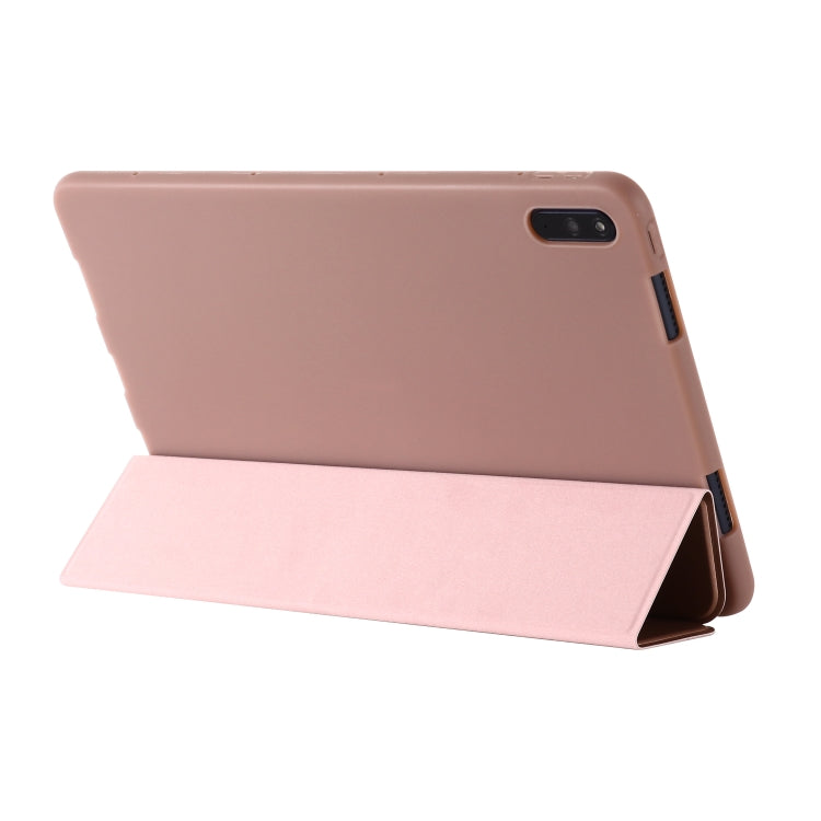 For Huawei Matepad 10.4 GEBEI Shockproof Horizontal Flip Leather Case with Three-folding Holder(Rose Gold) - Huawei by GEBEI | Online Shopping UK | buy2fix