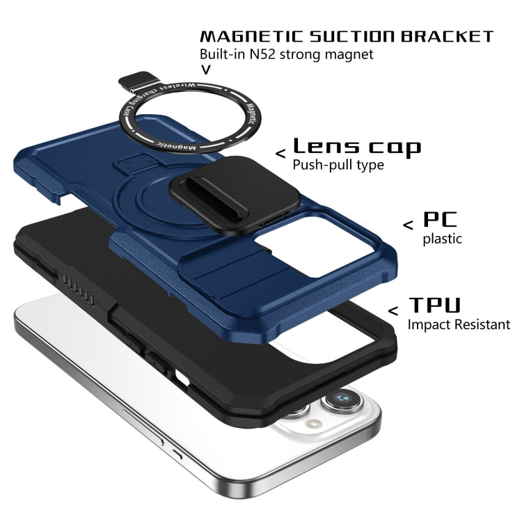 For iPhone 15 Pro Max Sliding Camshield Magsafe Holder TPU Hybrid PC Phone Case(Royal Blue) - iPhone 15 Pro Max Cases by buy2fix | Online Shopping UK | buy2fix