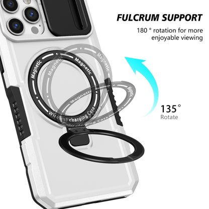 For iPhone 12 Pro Sliding Camshield Magsafe Holder TPU Hybrid PC Phone Case(Black White) - iPhone 12 / 12 Pro Cases by buy2fix | Online Shopping UK | buy2fix