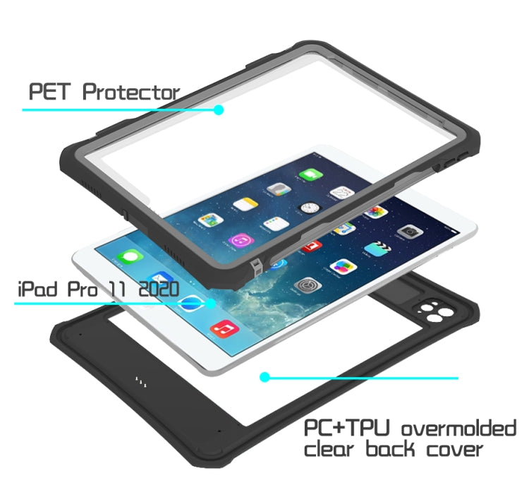 For iPad Pro 11 inch (2020) RedPepper Shockproof Waterproof PC + TPU Protective Tablet Case with Lanyard & Pen Tray & Holder(Black) - iPad Pro 11 (2020) Cases by RedPepper | Online Shopping UK | buy2fix