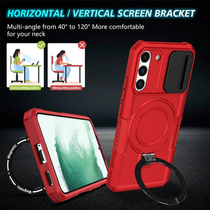 For Samsung Galaxy S22+ 5G Sliding Camshield Magsafe Holder TPU Hybrid PC Phone Case(Red) - Galaxy S22+ 5G Cases by buy2fix | Online Shopping UK | buy2fix
