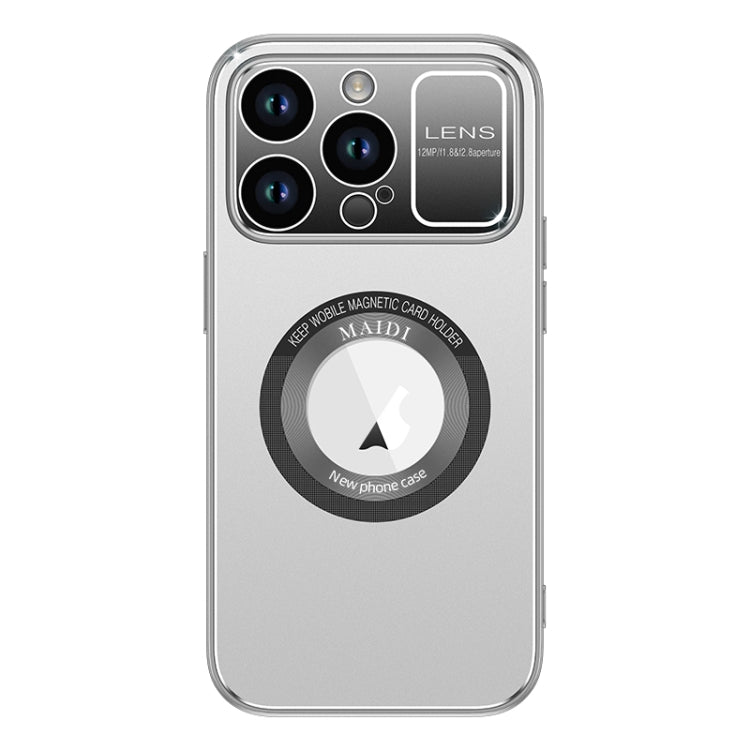 For iPhone 15 Pro Large Window MagSafe Skin Feel PC Phone Case(Silver Gray) - iPhone 15 Pro Cases by buy2fix | Online Shopping UK | buy2fix