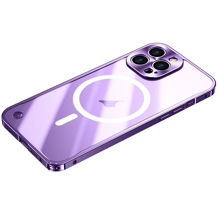 For iPhone 15 Pro Max Metal Frame Frosted PC Shockproof MagSafe Case(Purple) - iPhone 15 Pro Max Cases by buy2fix | Online Shopping UK | buy2fix