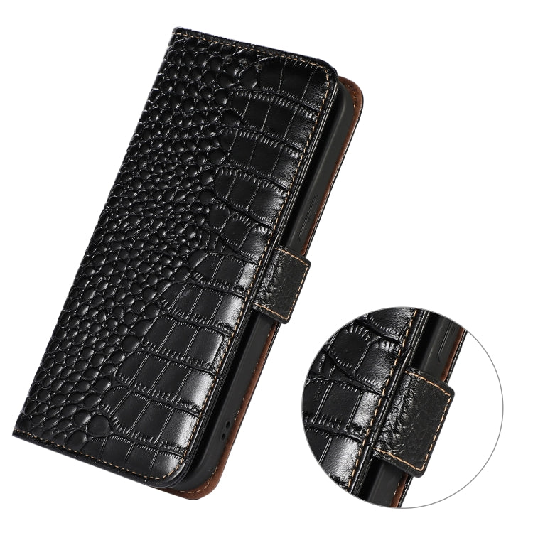 For Sony Xperia 5 V Crocodile Top Layer Cowhide Leather Phone Case(Black) - Sony Cases by buy2fix | Online Shopping UK | buy2fix
