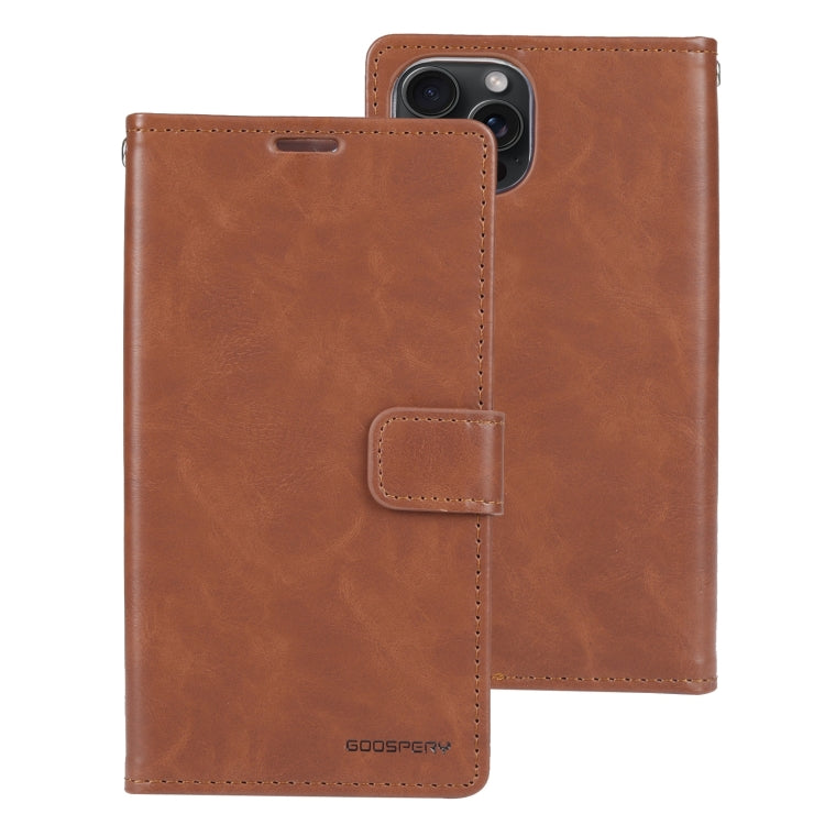 For iPhone 15 Pro Max GOOSPERY BLUE MOON Crazy Horse Texture Leather Phone Case(Brown) - iPhone 15 Pro Max Cases by GOOSPERY | Online Shopping UK | buy2fix