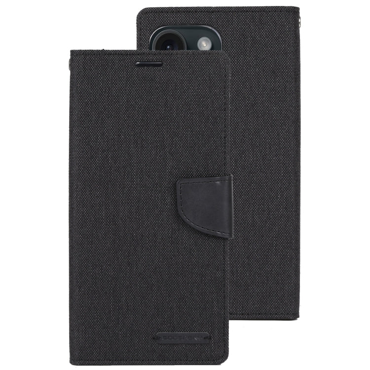 For iPhone 15 Pro Max GOOSPERY CANVAS DIARY Fabric Texture Flip Leather Phone Case(Black) - iPhone 15 Pro Max Cases by GOOSPERY | Online Shopping UK | buy2fix