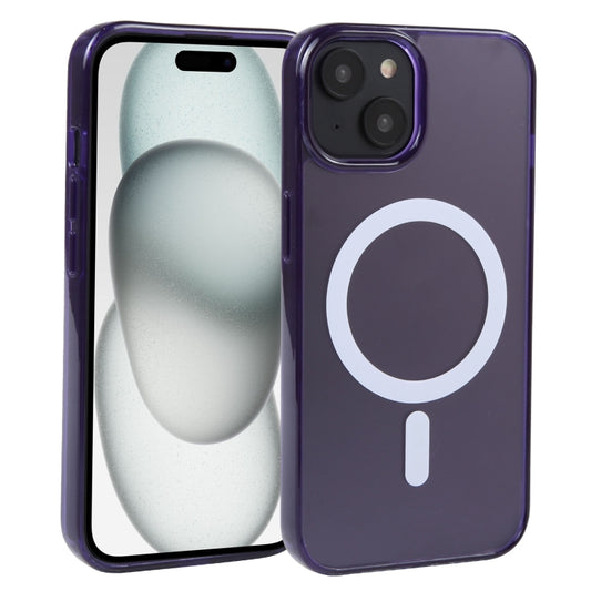 For iPhone 15 GEBEI MagSafe Magnetic Transparent Phone Case(Purple) - iPhone 15 Cases by GEBEI | Online Shopping UK | buy2fix