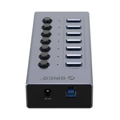 ORICO BT2U3-7AB-GY-BP 7 Ports USB 3.0 HUB with Individual Switches(UK Plug) - USB 3.0 HUB by ORICO | Online Shopping UK | buy2fix