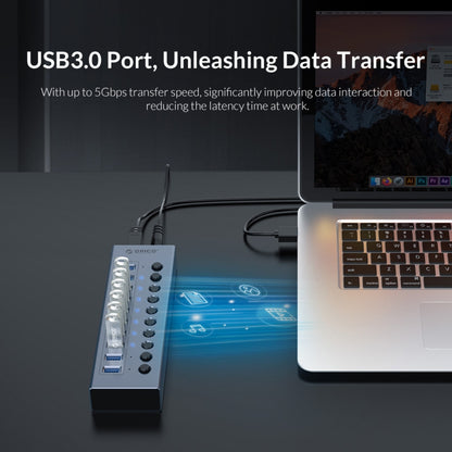 ORICO BT2U3-7AB-GY-BP 7 Ports USB 3.0 HUB with Individual Switches(US Plug) - USB 3.0 HUB by ORICO | Online Shopping UK | buy2fix