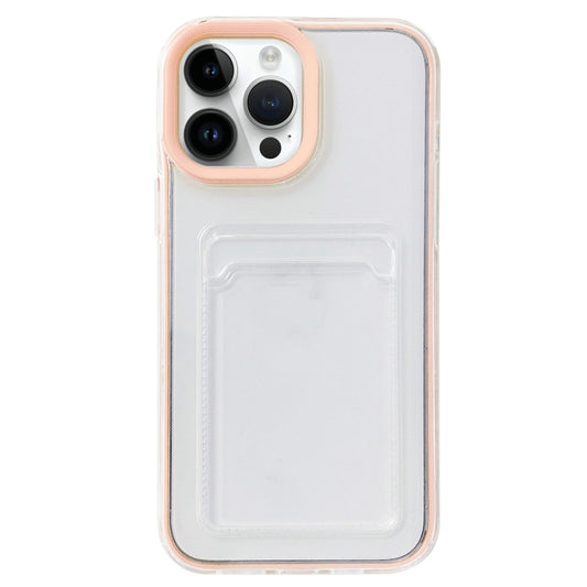 For iPhone 15 Pro Max 360 Clear PC Hybrid  TPU Phone Case with Card Slot(Apricot) - iPhone 15 Pro Max Cases by buy2fix | Online Shopping UK | buy2fix