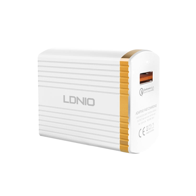 LDNIO A1302Q 2 in 1 18W QC3.0 USB Interface Grid Shape Travel Charger Mobile Phone Charger with 8 Pin Data Cable, EU Plug - USB Charger by LDNIO | Online Shopping UK | buy2fix