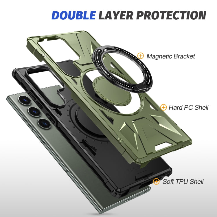 For Samsung Galaxy S23 5G MagSafe Magnetic Shockproof Phone Case with Ring Holder(Dark Green) - Galaxy S23 5G Cases by buy2fix | Online Shopping UK | buy2fix