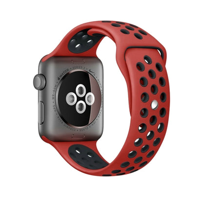 For Apple Watch Ultra 49mm / Series 8&7 45mm / SE 2&6&SE&5&4 44mm / 3&2&1 42mm Sport Silicone Watch Band Standard Edition(Red Black) - Watch Bands by buy2fix | Online Shopping UK | buy2fix