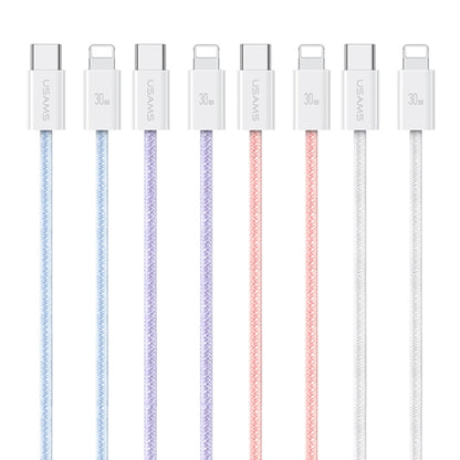 USAMS US-SJ657 U86 PD30W USB-C/Type-C to 8 Pin Rainbow Braided Fast Charging Data Cable, Length: 1.2m(Blue) - 2 in 1 Cable by USAMS | Online Shopping UK | buy2fix