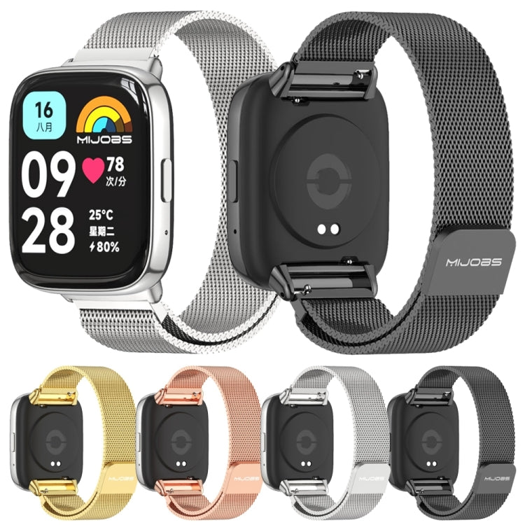 For Redmi Watch 3 Lite / Watch 3 Active Mijobs Milan Magnetic Metal Watch Band(Rose Gold) - Watch Bands by MIJOBS | Online Shopping UK | buy2fix