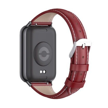 For Xiaomi Smart Band 9 Pro / 8 Pro Mijobs Genuine Leather Slim Watch Band(Red Black) - Watch Bands by MIJOBS | Online Shopping UK | buy2fix