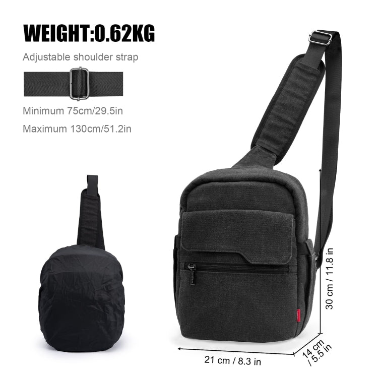 Cwatcun D93 Camera Bag Canvas Shoulder Bag, Size:21 x 14 x 30cm Black - Strap Satchel by Cwatcun | Online Shopping UK | buy2fix