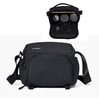 Cwatcun D101 Crossbody Camera Bag Photography Lens Shoulder Bag, Size:29 x 24 x 17cm(Black) - Strap Satchel by Cwatcun | Online Shopping UK | buy2fix