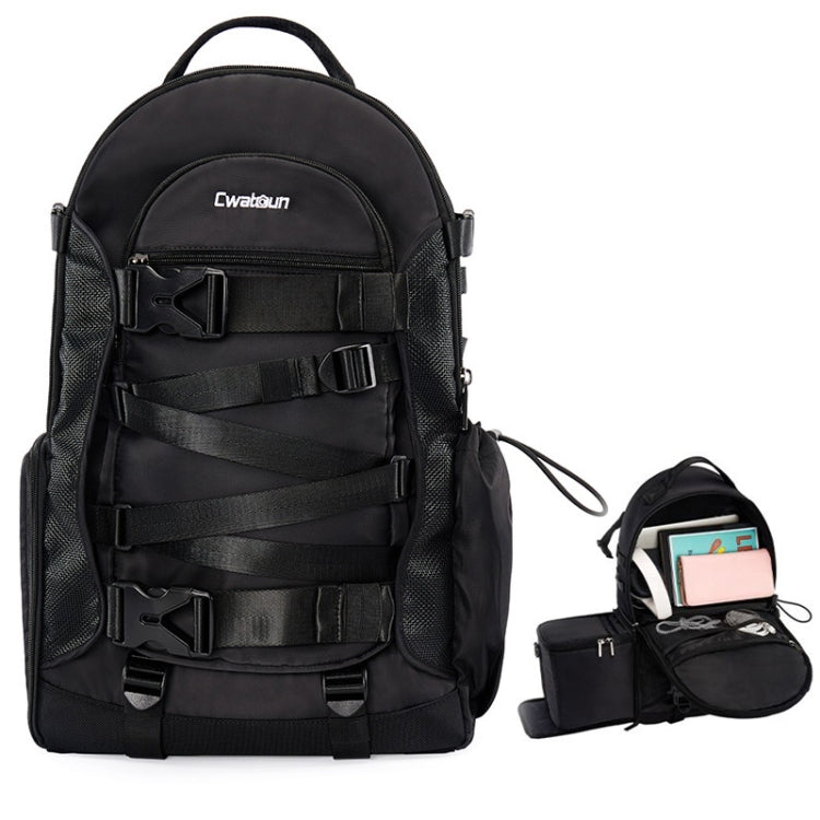 Cwatcun D111 Large Capacity Outdoor Professional Photography Backpack Shoulders Laptop Camera Bag, Size:56 x 33 x 18cm(Black) - Backpack by Cwatcun | Online Shopping UK | buy2fix