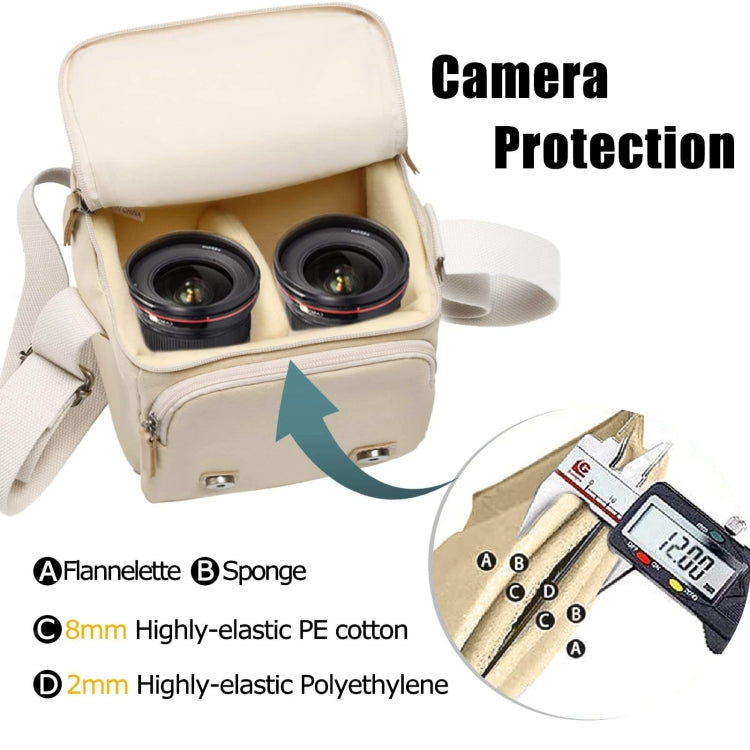 Cwatcun N1 Retro Multifunctional Canvas Waterproof Digital Camera Photography Bag, Size:22.5 x 14.5 x 27cm Beige - Strap Satchel by Cwatcun | Online Shopping UK | buy2fix